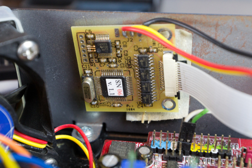 A close-up of the controller board which runs the LEDs.